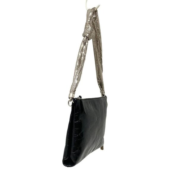 Auth JIMMY CHOO - Black Silver Leather Hardware Shoulder Bag - Picture 4 of 8